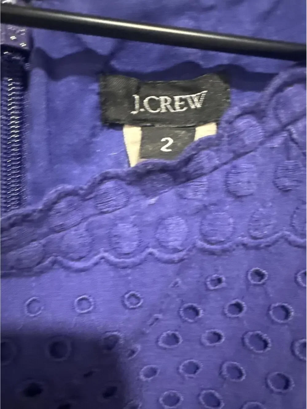 J.Crew Royal Blue Eyelet Sleeveless Cotton Dress, Size 2